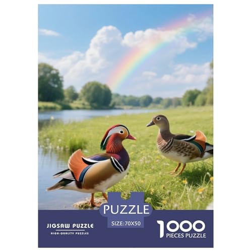 Mandarin Ente1000 Stück Rundes Puzzle Mittlere Komplexität Für Alle Altersgruppen Logisches Denken Mehrfacher Spaß Vogel Heimdekoration Familienzeit 70x50cm/1000pcs von QEVAWPAE