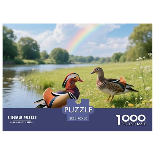 Mandarin Ente1000 Stück Rundes Puzzle Moderate Herausforderung Für Erwachsene Strategisches Denken Gedächtnistraining Vogel Geburtstagsgeschenk Entspannung 70x50cm/1000pcs von QEVAWPAE