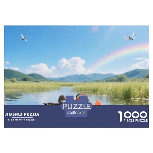Mandarin Ente1000 Stück Rundes Puzzle Moderate Herausforderung Für Studenten Und Erwachsene Gehirnjogging Vogel Wohnheim Dekoration Studiengeschenk 38x26cm/1000pcs von QEVAWPAE