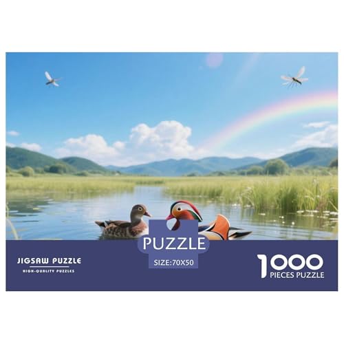 Mandarin Ente1000 Stück Rundes Puzzle Wettbewerbsfähiges Spiel Für Jugendliche Und Erwachsene Zeitgesteuerte Herausforderung Vogel Gruppenaktivität Preis 70x50cm/1000pcs von QEVAWPAE