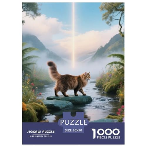 Norwegian Forest Cat, 1000-Teile-Puzzlespiel, Visuell Beeindruckendes Design, Sammlerstück, Ab 10 Jahren,Haustier Katze, 70x50cm/1000pcs von QEVAWPAE