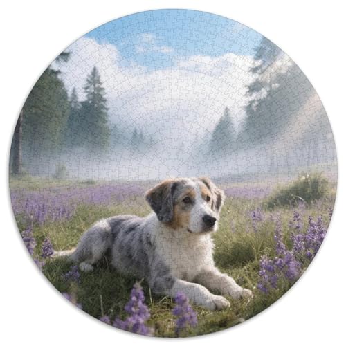Norwegischer Buhund1000-teiliges Rundpuzzle MitHaustierhund, EIN Anspruchsvolles Denkspiel Für Erwachsene, Ideal Für Ruhige Wochenenden 1000pcs (67.5x67.5cm) von QEVAWPAE