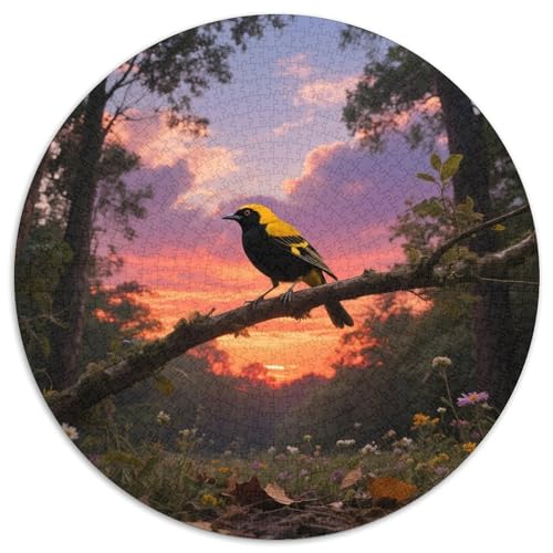 Oriole mit schwarzer Kappe1000 Stück Rundes Puzzle Wettbewerbsfähig Für Jugendliche Schnelles Denken Puzzle RennenVogel Akademische Umgebung Club 1000pcs (67.5x67.5cm) von QEVAWPAE