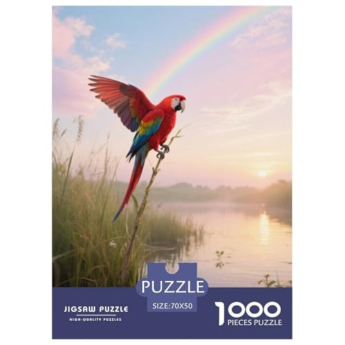 Ostliche Rosella1000 Stück Rundes Puzzle Mentales Training Familienbeteiligung Feinmotorik Teamarbeit Vogel Spieleabend Tischzentrum 70x50cm/1000pcs von QEVAWPAE