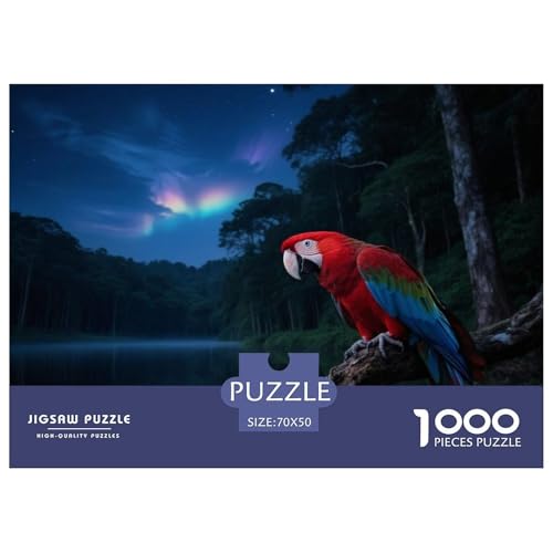 Ostliche Rosella1000 Stück Rundes Puzzle Visuelle Komplexität Ab 10 Jahren Mustererkennung Vogel Kinderzimmer Dekoration Geschenkset 70x50cm/1000pcs von QEVAWPAE