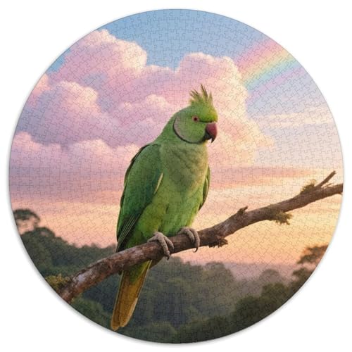 Papagei1000 Stück Rundes Puzzle Mittlerer Schwierigkeitsgrad Für Paare Hand-Auge-KoordinationVogel Perfekt Für Wanddeko Geschenk 1000pcs (67.5x67.5cm) von QEVAWPAE