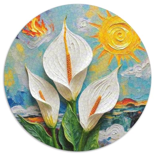 Peace LilyAnspruchsvolles Rundpuzzle (1000 Teile) Mit, EIN Highlight Für Pausenräume Oder Studios 1000pcs (67.5x67.5cm) von QEVAWPAE