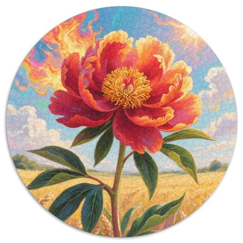 PeonyPuzzle Mit, Rundes Format Mit 1000 Teilen, Geeignet Für Puzzlegruppen Und Senioren 1000pcs (67.5x67.5cm) von QEVAWPAE