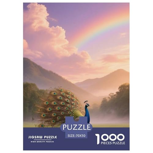 Pfauen1000 Stück Rundes Puzzle Anregend Und Unterhaltsam Für Puzzlefans Aufmerksamkeit Konzentration Vogel Puzzle Ecke Geschenkewahl 70x50cm/1000pcs von QEVAWPAE