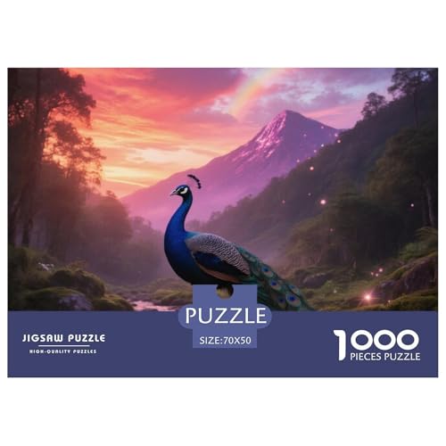 Pfauen1000 Stück Rundes Puzzle Geeignet Für Anfänger Ab 10 Jahren Hand-Auge-Koordination Pädagogische Herausforderung Vogel Wochenendaktivität Geschenk Für Jugendliche 70x50cm/1000pcs von QEVAWPAE