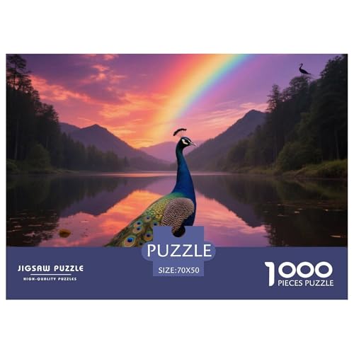 Pfauen1000 Stück Rundes Puzzle Mehrschichtige Details Für Designer Und Künstler Künstlerische Komplexität Vogel Atelier Dekor Oder Geschenk 70x50cm/1000pcs von QEVAWPAE