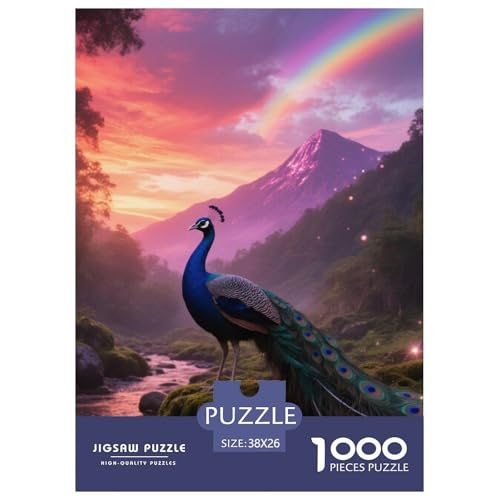 Pfauen1000 Stück Rundes Puzzle Wettbewerbsfähig Für Jugendliche Schnelles Denken Puzzle Rennen Vogel Akademische Umgebung Club 38x26cm/1000pcs von QEVAWPAE
