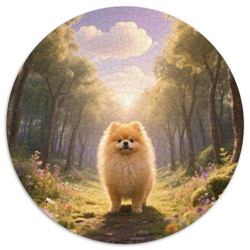 PommernKünstlerisches 1000-Teile Puzzle in Runder Form MitHaustierhund, Ideal Für Puzzlefreunde Ab 14 1000pcs (67.5x67.5cm) von QEVAWPAE