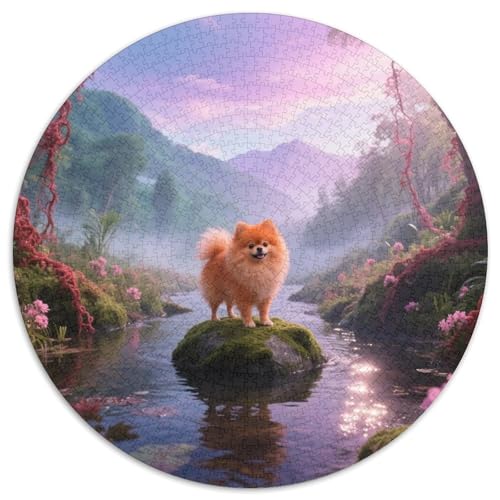PommernPuzzlevergnügen MitHaustierhund, 1000 Teile, Rund, Für Gemütliche Abende Im Wohnzimmer 1000pcs (67.5x67.5cm) von QEVAWPAE