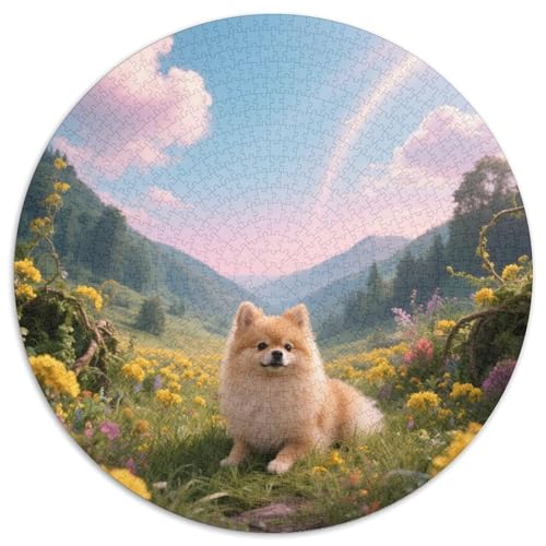 PommernRundes Puzzle (1000 Teile) MitHaustierhund, Für Gemeinsame Abende Mit Freunden Und Familie 1000pcs (67.5x67.5cm) von QEVAWPAE
