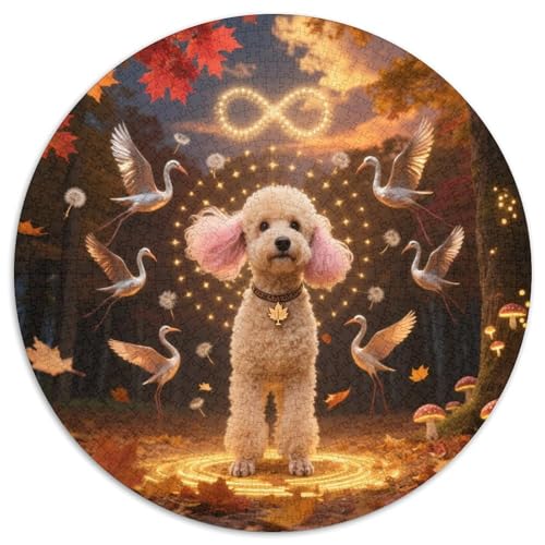 PoodleEinzigartiges 1000-Teile-Rundpuzzle MitHaustierhund, Geeignet Für Den Couchtisch Oder Hobbyraum 1000pcs (67.5x67.5cm) von QEVAWPAE