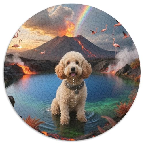 PoodlePuzzle MitHaustierhund, Rundes Format Und 1000 Teile, Ideal Zum Entspannen Nach Der Arbeit 1000pcs (67.5x67.5cm) von QEVAWPAE