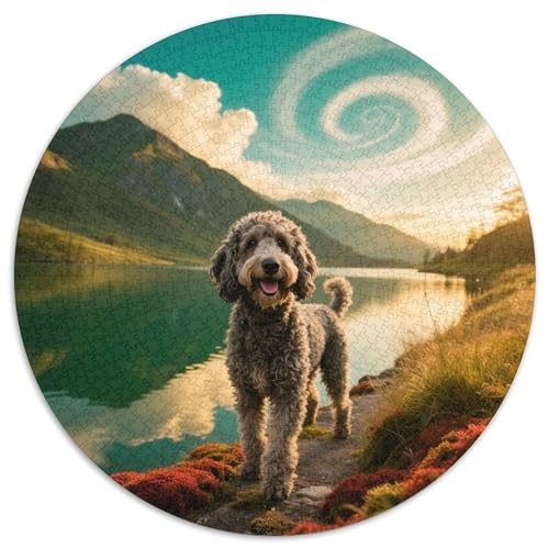 Portugiesischer Wasserhund1000-teiliges Rundpuzzle MitHaustierhund, EIN Anspruchsvolles Denkspiel Für Erwachsene, Ideal Für Ruhige Wochenenden 1000pcs (67.5x67.5cm) von QEVAWPAE