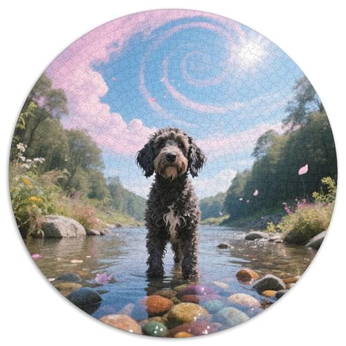 Portugiesischer WasserhundAnspruchsvolles Rundpuzzle MitHaustierhund, 1000 Teile Für Denkspiele Im Freundeskreis 1000pcs (67.5x67.5cm) von QEVAWPAE