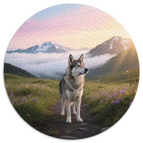 Portugiesischer WasserhundPuzzlefreude MitHaustierhund, 1000 Teile, Rund Und Stilvoll, Ideal Für Wohnzimmerwände 1000pcs (67.5x67.5cm) von QEVAWPAE