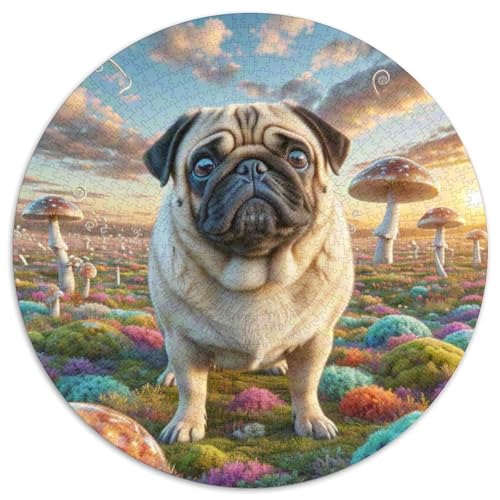 PugAnspruchsvolles Rundpuzzle MitLilie des Tals, 1000 Teile Für Denkspiele Im Freundeskreis 1000pcs (67.5x67.5cm) von QEVAWPAE