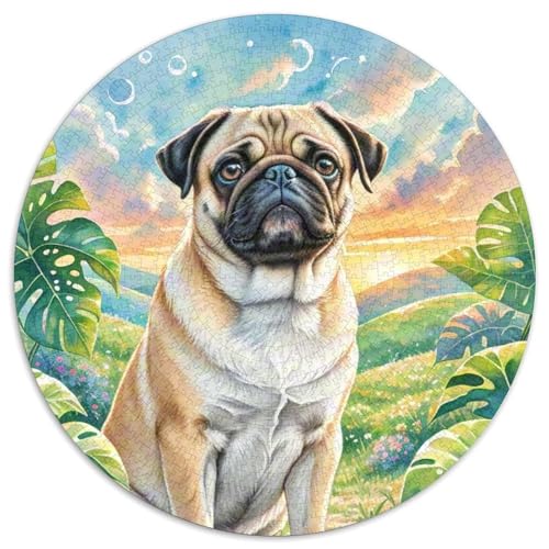 PugPuzzlevergnügen MitLilie des Tals, 1000 Teile, Rund, Für Gemütliche Abende Im Wohnzimmer 1000pcs (67.5x67.5cm) von QEVAWPAE