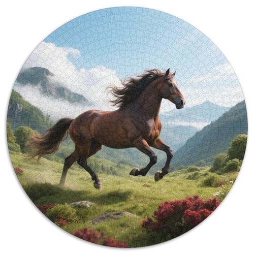Qianlima1000-teiliges Rundpuzzle MitPferd, EIN Anspruchsvolles Denkspiel Für Erwachsene, Ideal Für Ruhige Wochenenden 1000pcs (67.5x67.5cm) von QEVAWPAE