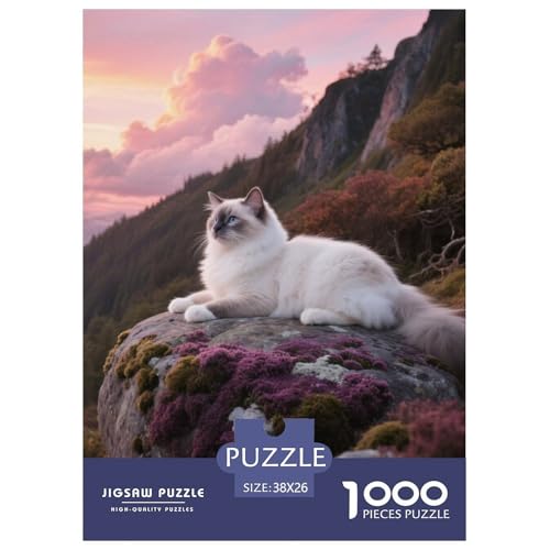 Ragdoll, 1000-Teile-Puzzlespiel, Harmonische Und Entspannende Freizeit, Geeignet Für Die Ganze Familie, Ab 10 Jahren,Haustier Katze, 38x26cm/1000pcs von QEVAWPAE