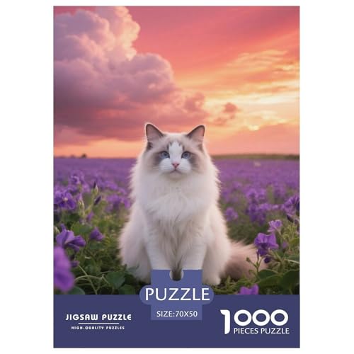 Ragdoll, 1000-Teile-Puzzlespiel, Harmonische Und Entspannende Freizeit, Geeignet Für Die Ganze Familie, Ab 10 Jahren,Haustier Katze, 70x50cm/1000pcs von QEVAWPAE