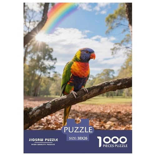 Regenbogen Lorikeet1000 Stück Rundes Puzzle Einfach Für Anfänger Kognitive Fähigkeiten Freizeit Logikspiel Vogel Hervorragend Als Geschenk Dekoration 38x26cm/1000pcs von QEVAWPAE