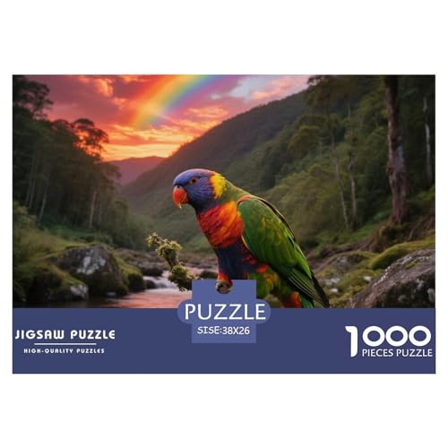 Regenbogen Lorikeet1000 Stück Rundes Puzzle Einfach Für Anfänger Kognitive Fähigkeiten Freizeit Logikspiel Vogel Hervorragend Als Geschenk Dekoration 38x26cm/1000pcs von QEVAWPAE