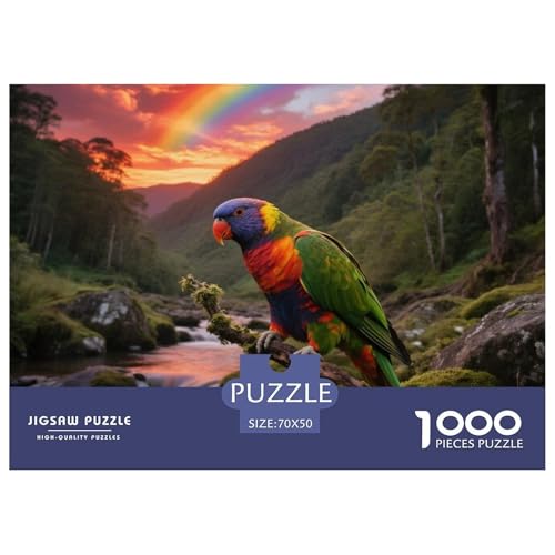 Regenbogen Lorikeet1000 Stück Rundes Puzzle Einfach Für Anfänger Kognitive Fähigkeiten Freizeit Logikspiel Vogel Hervorragend Als Geschenk Dekoration 70x50cm/1000pcs von QEVAWPAE