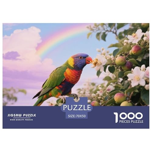 Regenbogen Lorikeet1000 Stück Rundes Puzzle Fortgeschrittenes Niveau Für Jugendliche Und Erwachsene Gehirntraining Visuelles Lernen Vogel Optimal Für Bildungseinrichtungen 70x50cm/1000pcs von QEVAWPAE