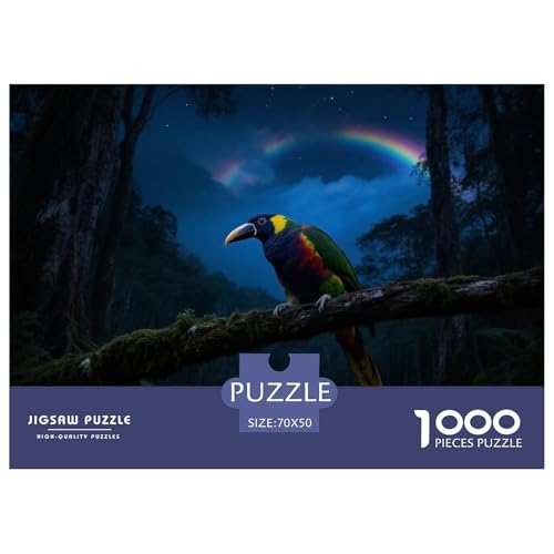 Regenbogen Lorikeet1000 Stück Rundes Puzzle Für Puzzlefans Mittlerer Schwierigkeitsgrad Geduld Handwerk Vogel Geburtstagsfeier Überraschung 70x50cm/1000pcs von QEVAWPAE
