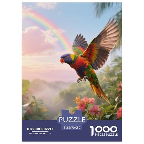 Regenbogen Lorikeet1000 Stück Rundes Puzzle Herausforderung Für Erwachsene Und Jugendliche Gehirntraining Vogel Wohnzimmerdekoration Kunstfokus 70x50cm/1000pcs von QEVAWPAE