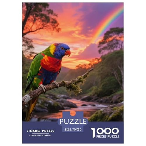 Regenbogen Lorikeet1000 Stück Rundes Puzzle Komplex Für Puzzleliebhaber Gedächtnisverbesserung Feinmotorik Vogel Wohnraumdekoration Für Sammler 70x50cm/1000pcs von QEVAWPAE
