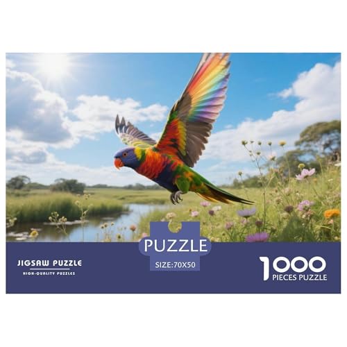 Regenbogen Lorikeet1000 Stück Rundes Puzzle Leicht Für Senioren Und Erwachsene Mentales Fitnesstraining Vogel Elegante Wanddekoration Gesprächsstoff 70x50cm/1000pcs von QEVAWPAE