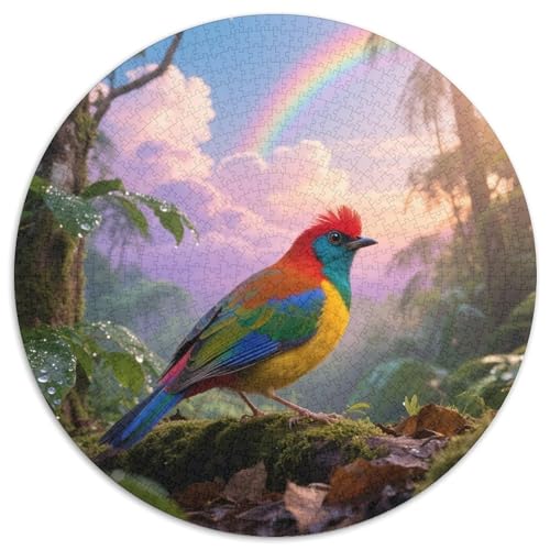 Regenbogen Lorikeet1000 Stück Rundes Puzzle Leicht Für Senioren Und Erwachsene Mentales FitnesstrainingVogel Elegante Wanddekoration Gesprächsstoff 1000pcs (67.5x67.5cm) von QEVAWPAE