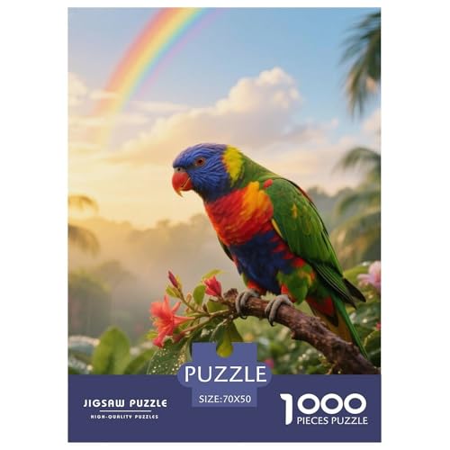Regenbogen Lorikeet1000 Stück Rundes Puzzle Leichte Schwierigkeit Für Kinder Und Jugendliche Fähigkeitenentwicklung Vogel Künstlerische Kreation Perfekt Für Klasse 70x50cm/1000pcs von QEVAWPAE