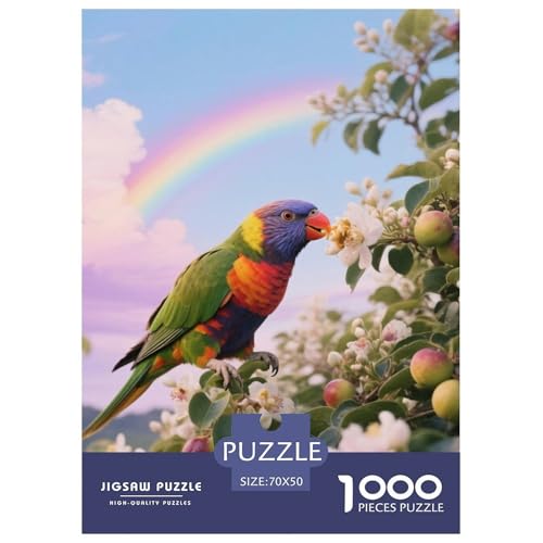 Regenbogen Lorikeet1000 Stück Rundes Puzzle Ruhiges Tempo Für Großeltern Und Kinder Sanftes Gehirntraining Vogel Schönes Geschenk Familienspaß 70x50cm/1000pcs von QEVAWPAE