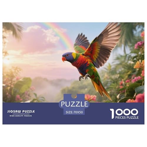 Regenbogen Lorikeet1000 Stück Rundes Puzzle Tiefe Herausforderung Für Puzzleexperten Strategie Konzentration Vogel Premium Geschenk Gerahmte Ausstellung 70x50cm/1000pcs von QEVAWPAE