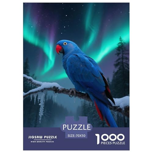 Rotblauer Papagei1000 Stück Rundes Puzzle Für Anfänger Ab 12 Jahren KonzentrationstrainingVogel Freizeit Tischdisplay 70x50cm/1000pcs von QEVAWPAE