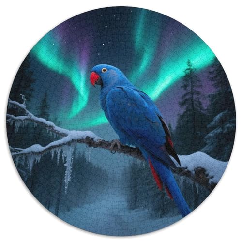 Rotblauer Papagei1000 Stück Rundes Puzzle Komplex Für Puzzleliebhaber Gedächtnisverbesserung FeinmotorikVogel Wohnraumdekoration Für Sammler 1000pcs (67.5x67.5cm) von QEVAWPAE