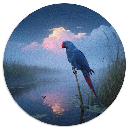 Rotblauer Papagei1000 Stück Rundes Puzzle Tiefe Herausforderung Für Puzzleexperten Strategie KonzentrationVogel Premium Geschenk Gerahmte Ausstellung 1000pcs (67.5x67.5cm) von QEVAWPAE
