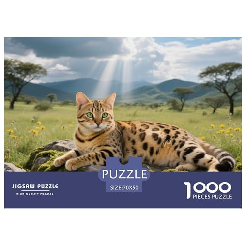 Savannah, 1000-Teile-Puzzlespiel, Abwechslungsreich Und Stimulierend, Perfekt Für Sammler Oder Familien, Ab 10 Jahren,Haustier Katze, 70x50cm/1000pcs von QEVAWPAE