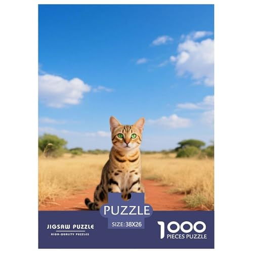 Savannah, 1000-Teile-Puzzlespiel, Fesselndes Und Kreatives Erlebnis, Ideal Für Zuhause Oder Als Geschenk, Ab 10 Jahren,Haustier Katze, 38x26cm/1000pcs von QEVAWPAE