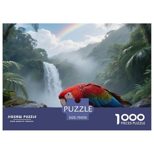 Scarlet Macaw1000 Stück Rundes Puzzle Geeignet Für Anfänger Ab 10 Jahren Hand-Auge-Koordination Pädagogische Herausforderung Vogel Wochenendaktivität Geschenk Für Jugendliche 70x50cm/1000pcs von QEVAWPAE
