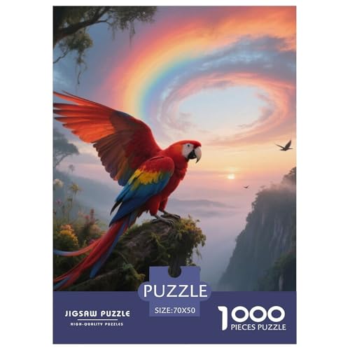 Scarlet Macaw1000 Stück Rundes Puzzle Herausforderung Für Erwachsene Und Jugendliche Gehirntraining Vogel Wohnzimmerdekoration Kunstfokus 70x50cm/1000pcs von QEVAWPAE
