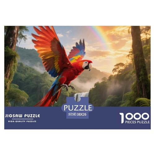 Scarlet Macaw1000 Stück Rundes Puzzle Mentales Training Familienbeteiligung Feinmotorik Teamarbeit Vogel Spieleabend Tischzentrum 38x26cm/1000pcs von QEVAWPAE