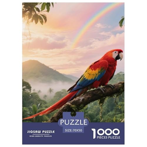 Scarlet Macaw1000 Stück Rundes Puzzle Moderate Herausforderung Für Studenten Und Erwachsene Gehirnjogging Vogel Wohnheim Dekoration Studiengeschenk 70x50cm/1000pcs von QEVAWPAE
